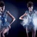 Fashion tech dress with integrated lights and smoke effects.