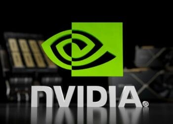 the nvidia logo is displayed on a table